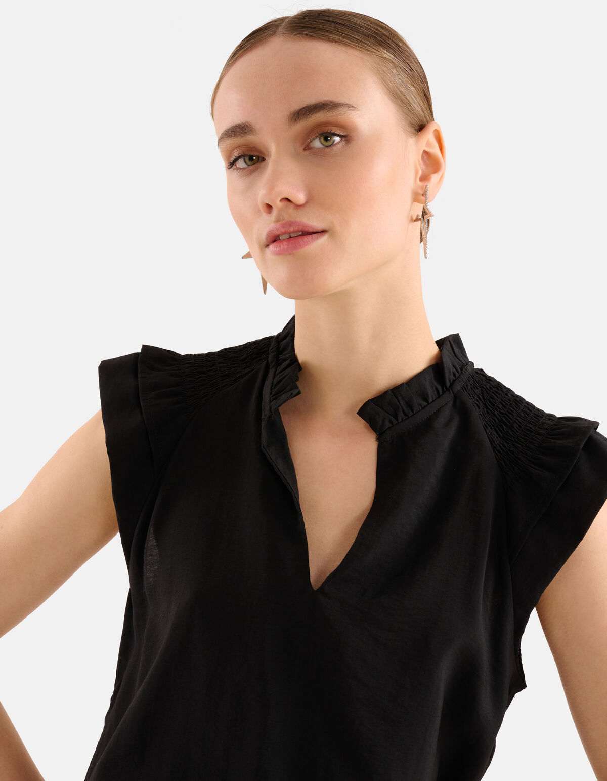 Ruffle Top Zwart SHOEBY WOMEN