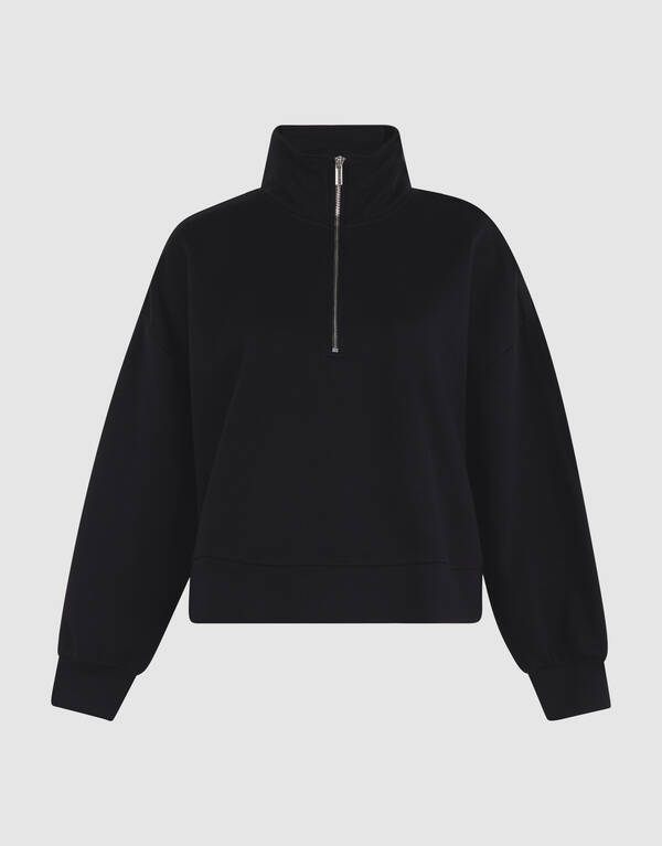 Oversized Zipper Sweater Zwart SHOEBY WOMEN
