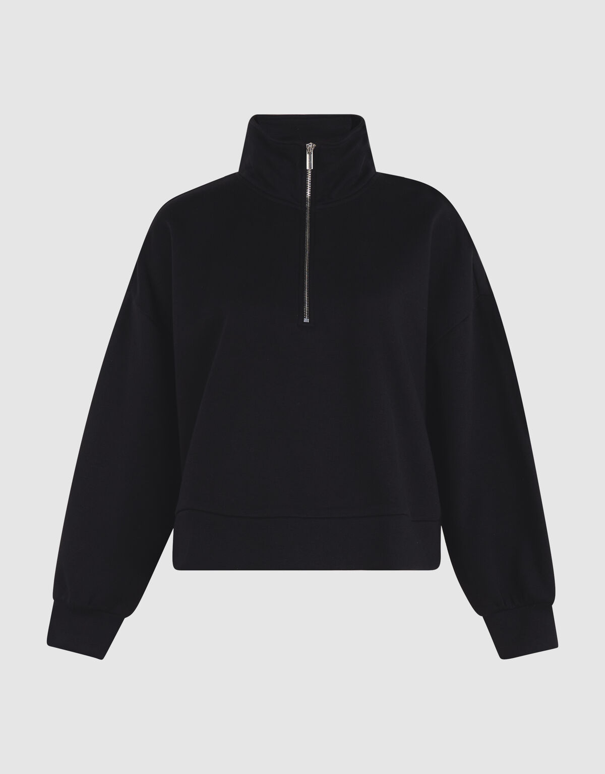Oversized Zipper Sweater Zwart SHOEBY WOMEN