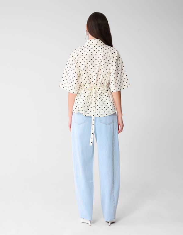 Polkadot Stropdas Blouse Zwart/Wit SHOEBY WOMEN