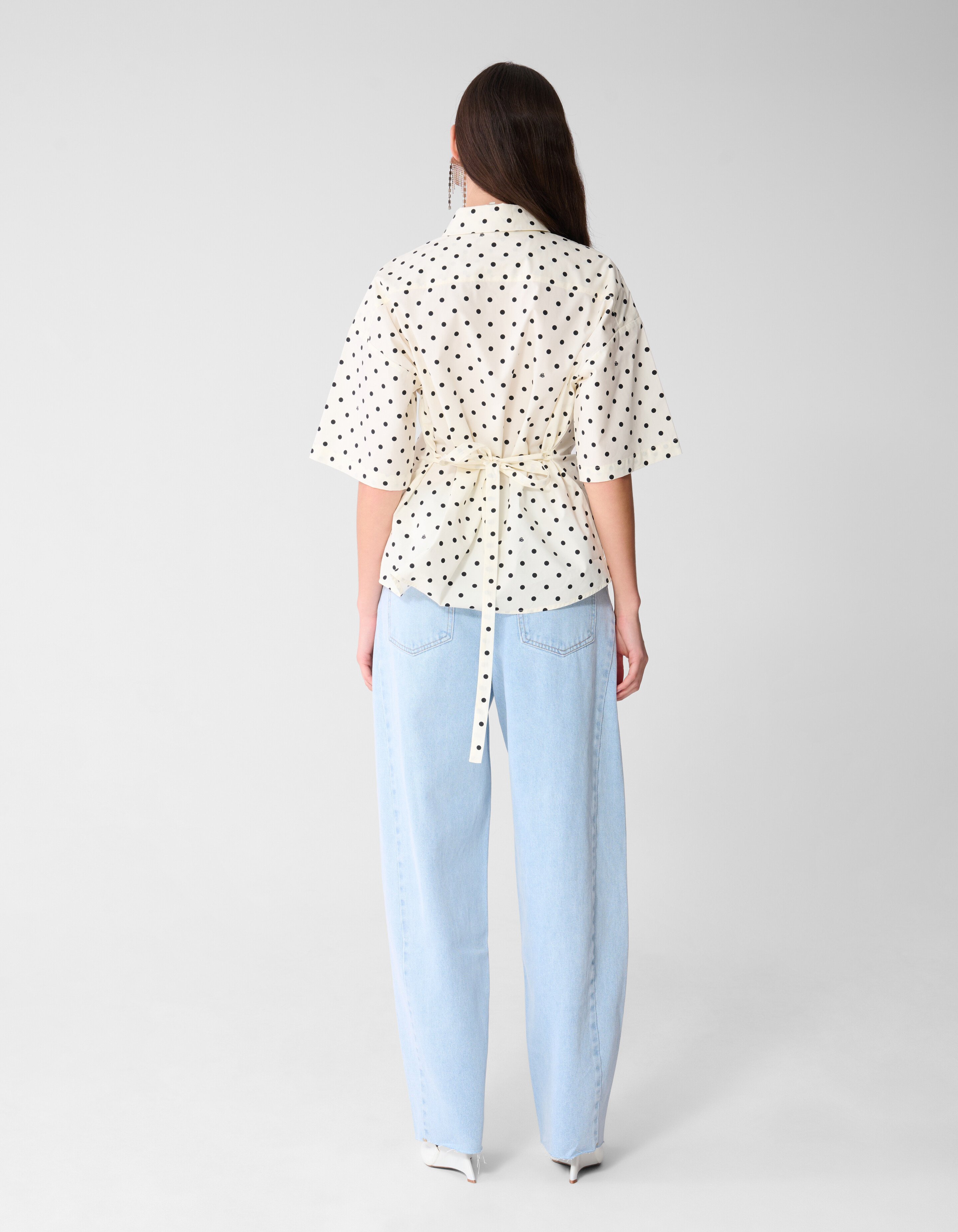 Polkadot Stropdas Blouse Zwart/Wit SHOEBY WOMEN