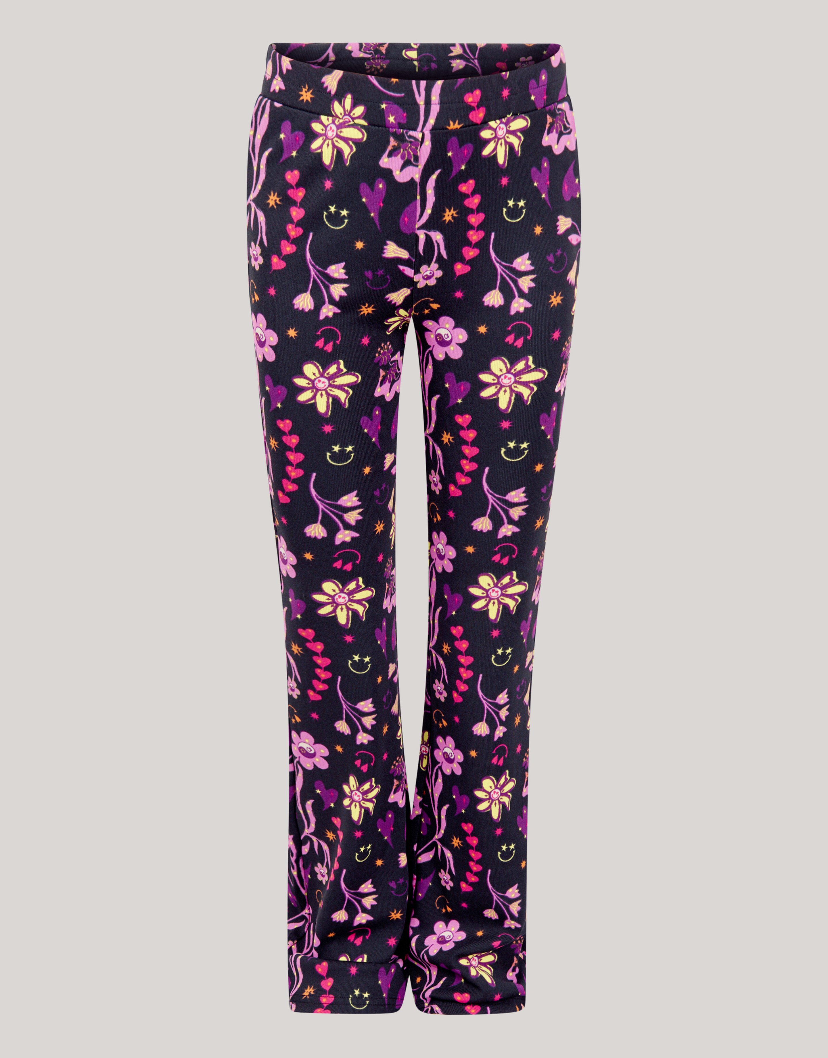 Doodle Print Rib Flared Legging Zwart SHOEBY GIRLS
