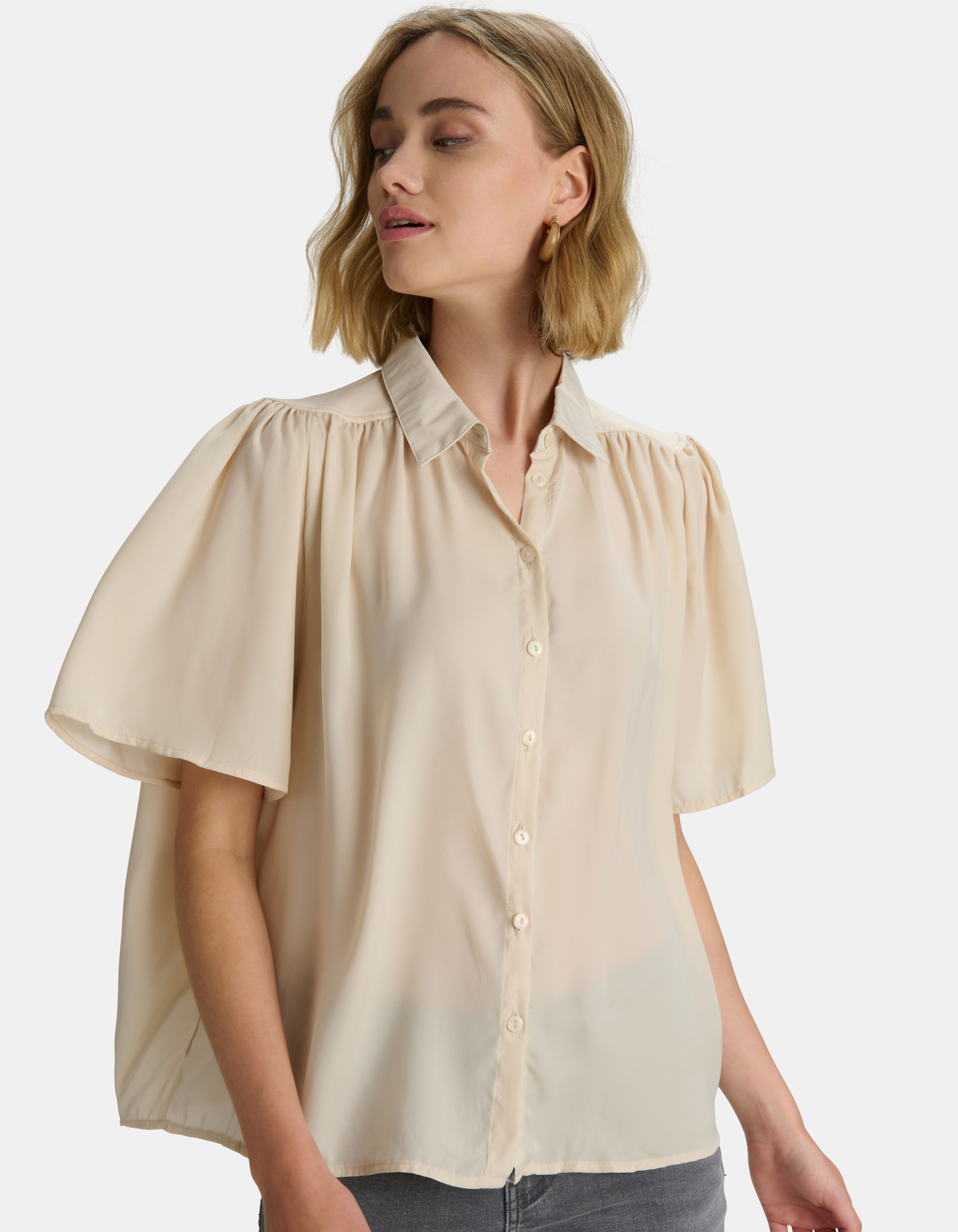 Oversized Satijnen Blouse Beige SHOEBY WOMEN