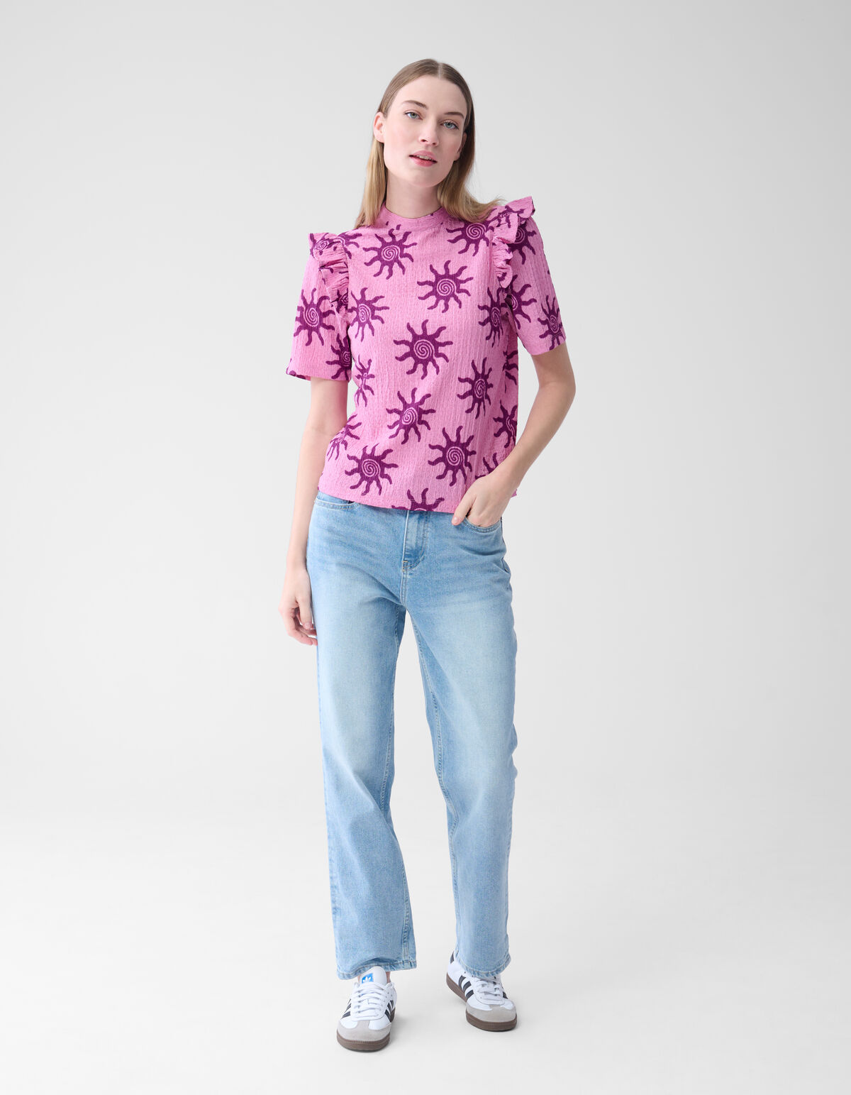 Crinkle Ruffle Top Roze SHOEBY WOMEN