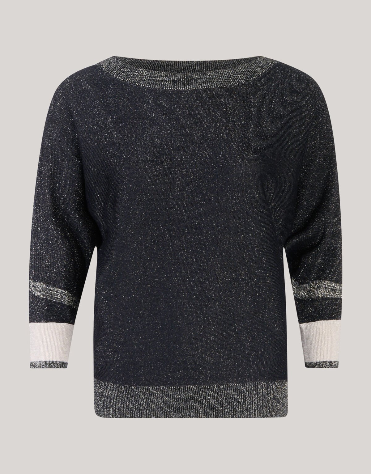 Colorblock Glitter Batwing Trui Zwart SHOEBY WOMEN