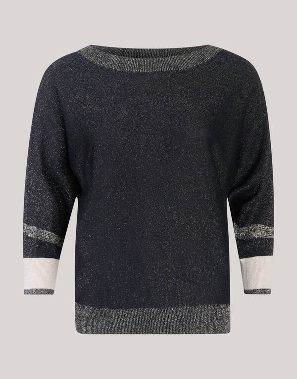 Colorblock Glitter Batwing Trui Zwart SHOEBY WOMEN