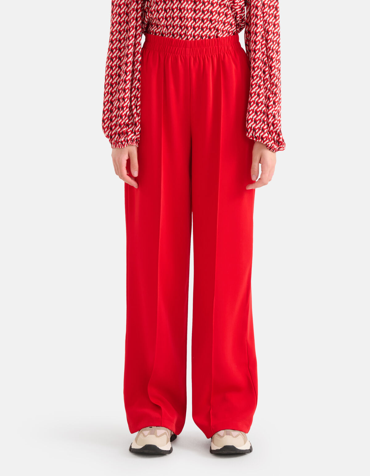Basis Wide Leg Broek Rood SHOEBY WOMEN