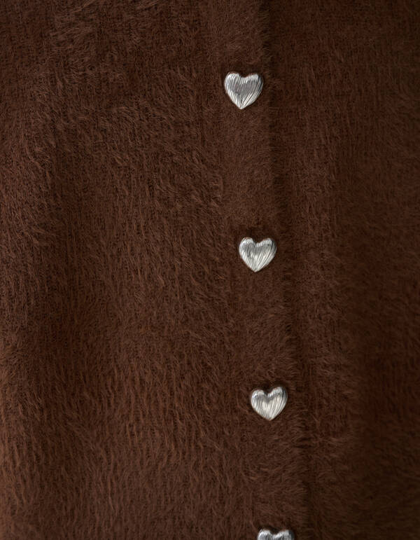 Fluffy Button Vest Bruin SHOEBY GIRLS