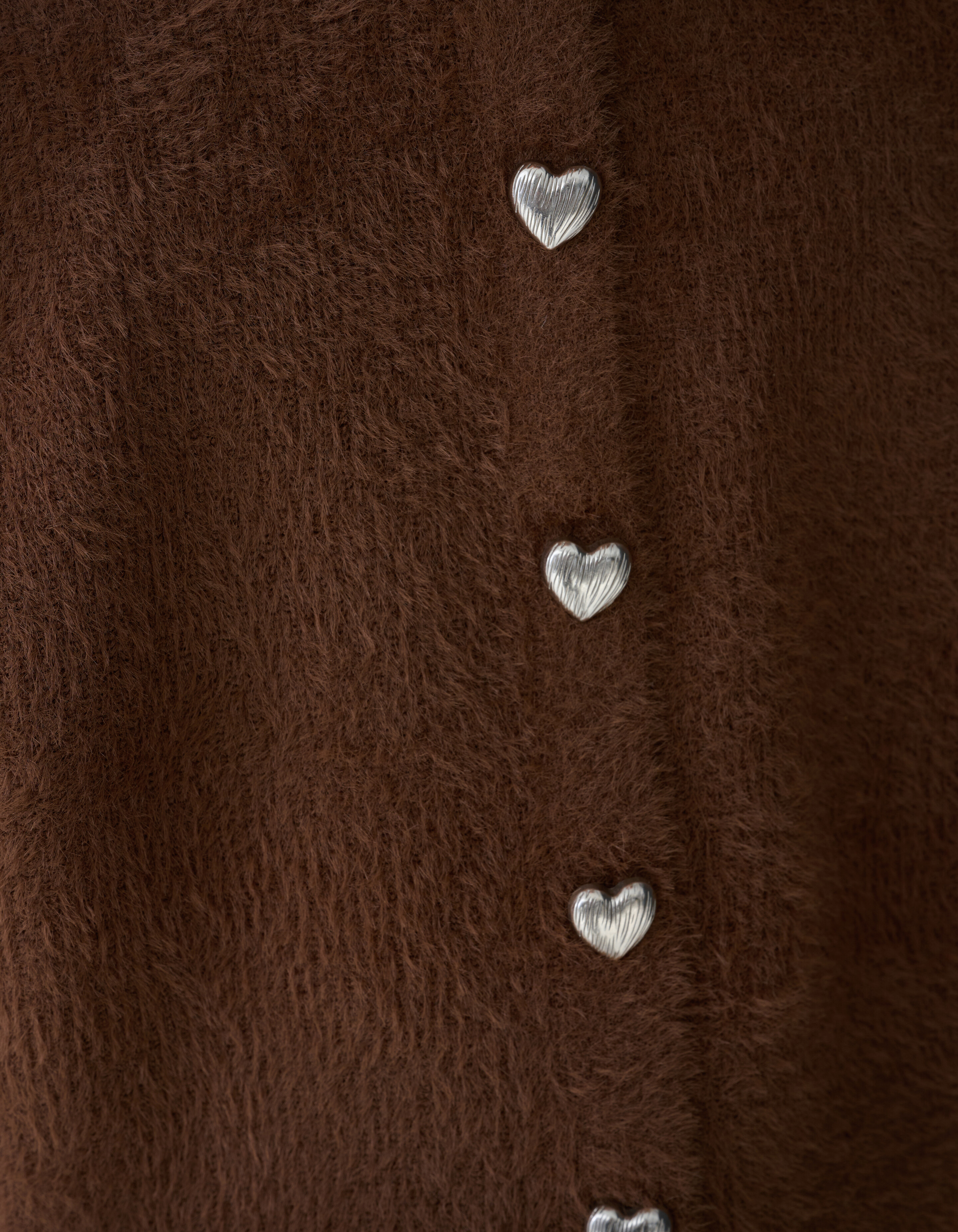 Fluffy Button Vest Bruin SHOEBY GIRLS