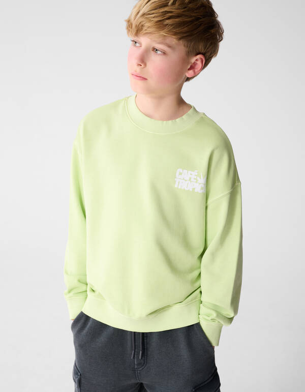Caf&eacute; Tropico Artwork Sweater Lichtgroen SHOEBY BOYS