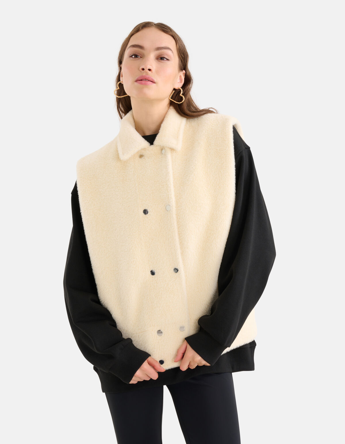 Faux Fur Gilet Gebroken Wit SHOEBY WOMEN