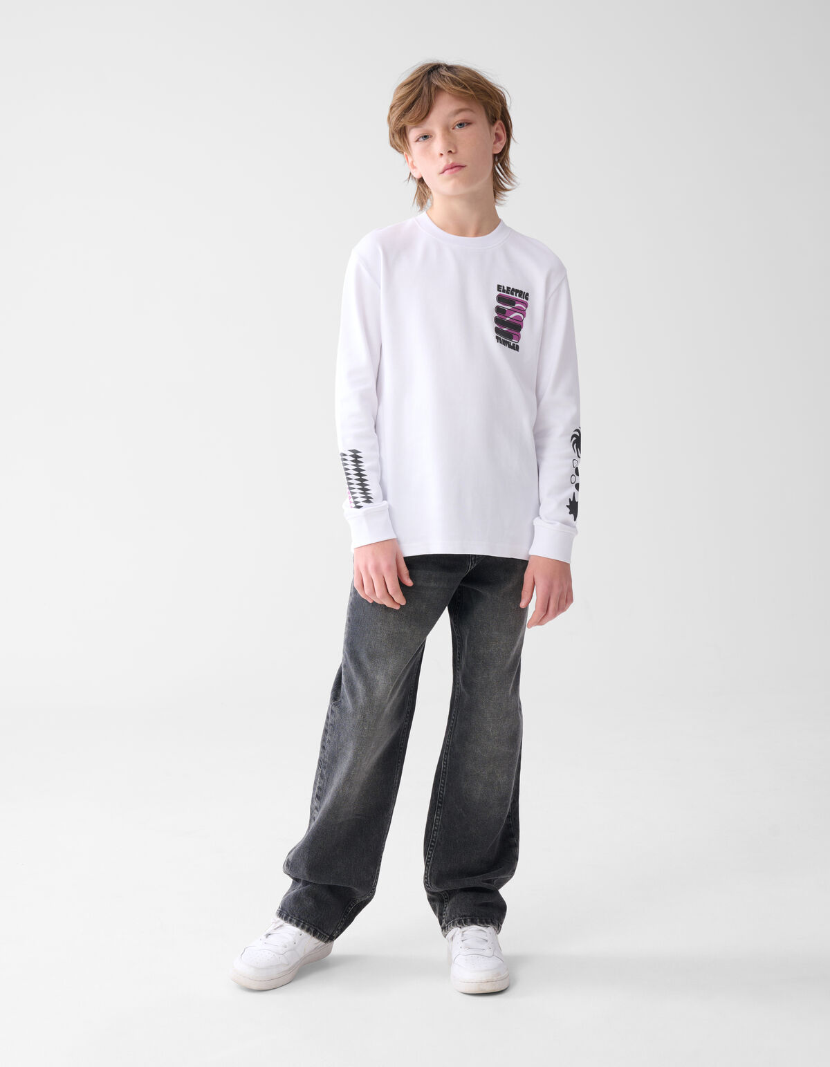 Baggy Fit Jeans Donkergrijs SHOEBY BOYS