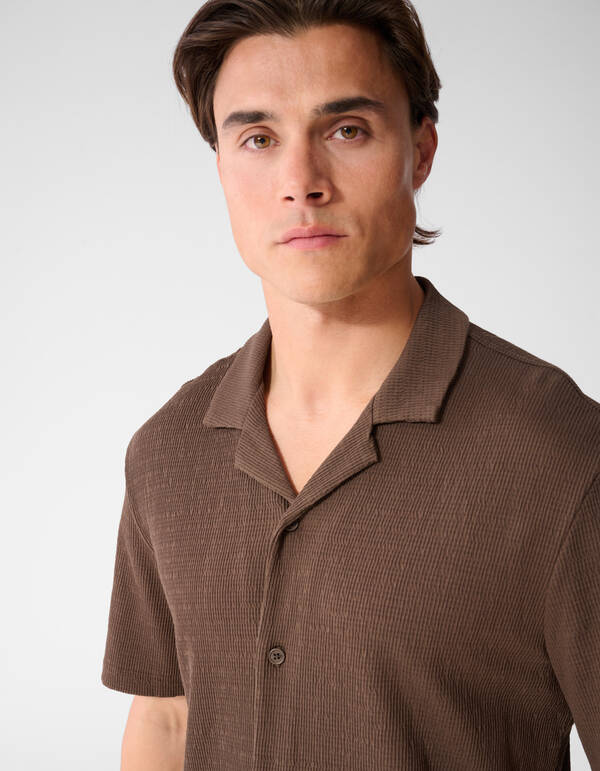 Structuur Overshirt Donkerbruin SHOEBY MEN