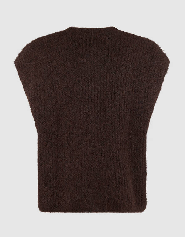 Hairy Button Gilet Donkerbruin SHOEBY WOMEN