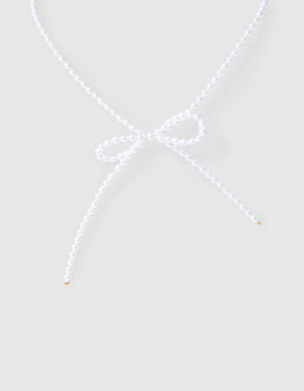 Beaded Strik Ketting Wit SHOEBY ACCESSOIRES