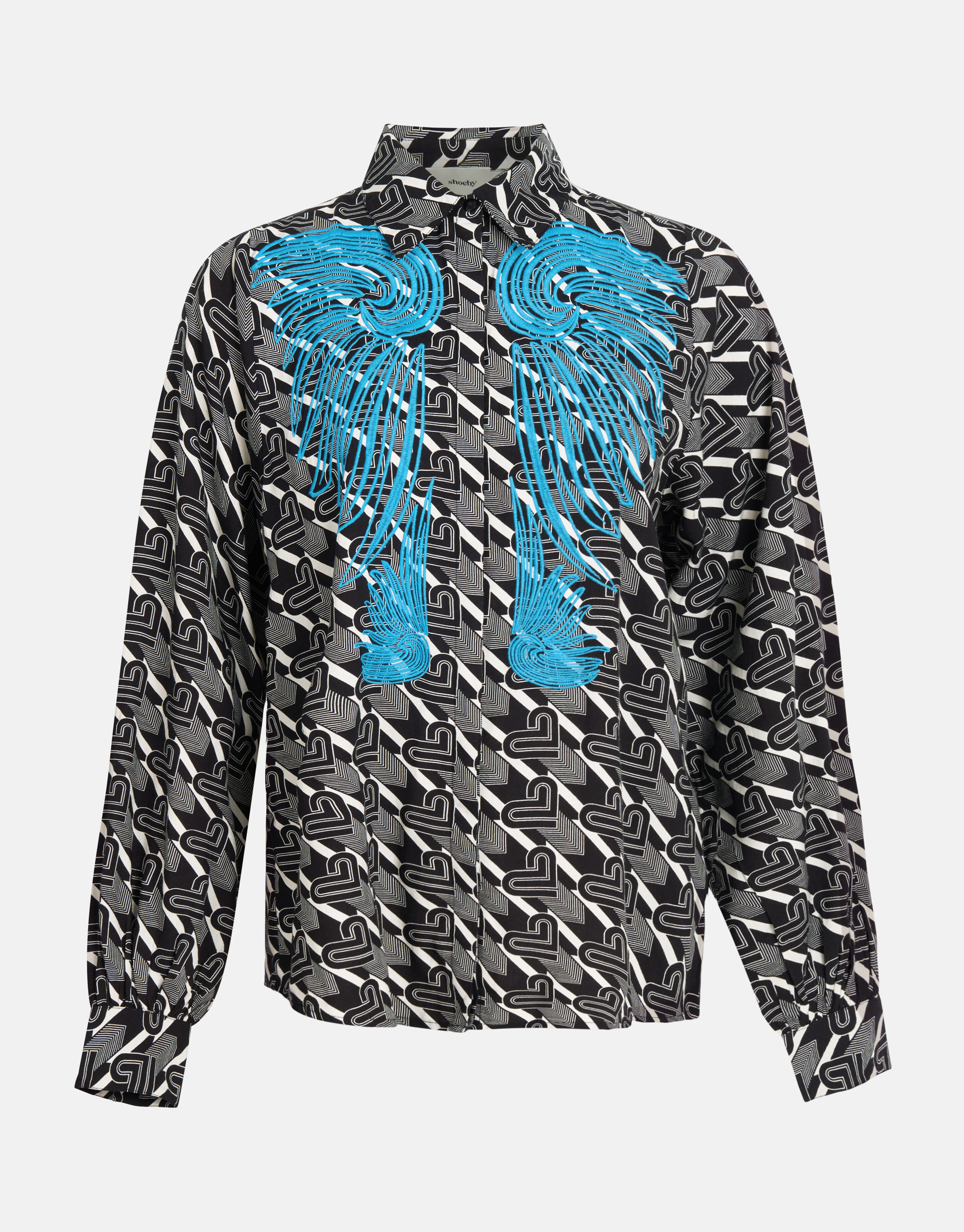 Embroidery Blouse Zwart/Wit SHOEBY WOMEN
