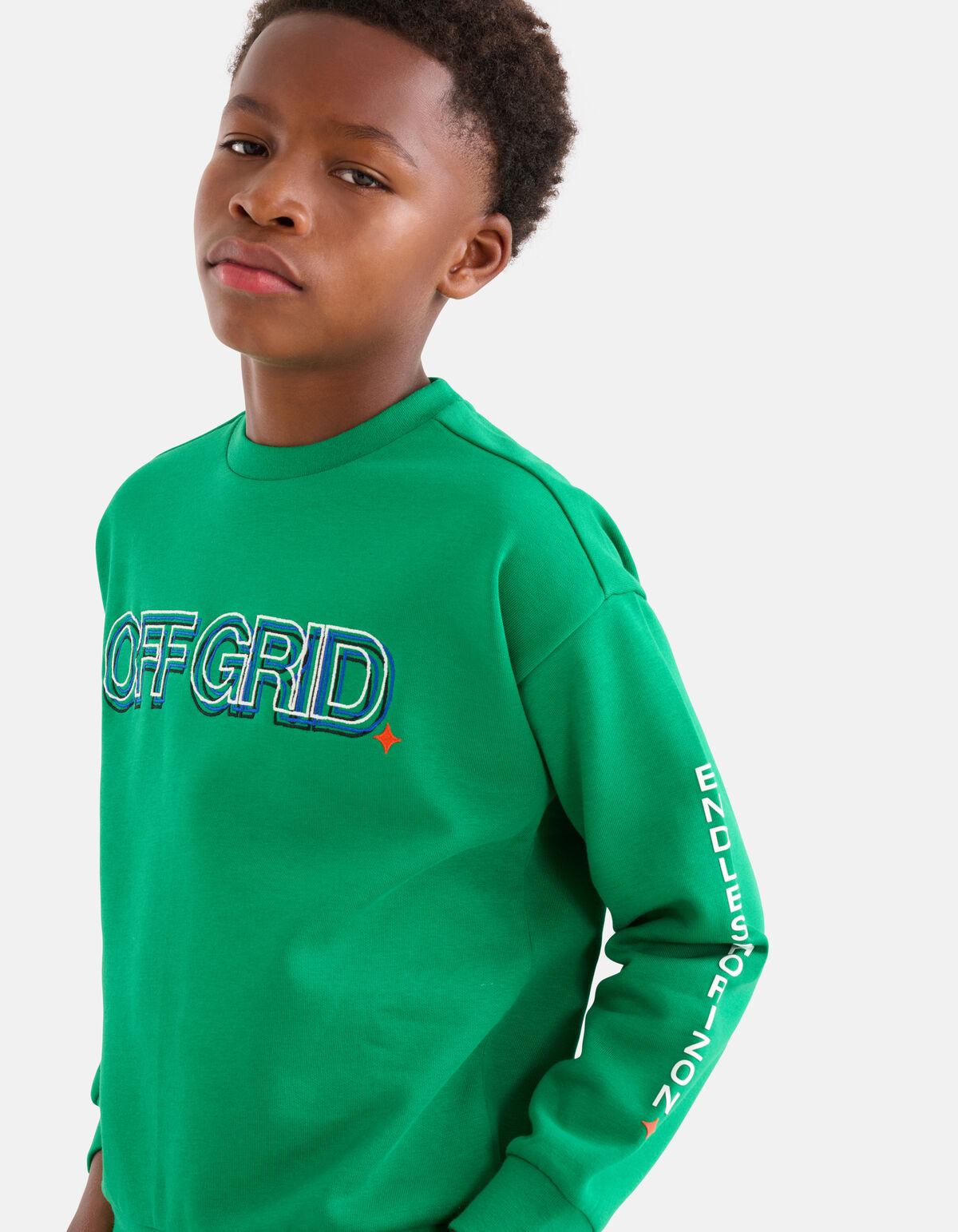 Embroidery Artwork Sweater Groen SHOEBY BOYS