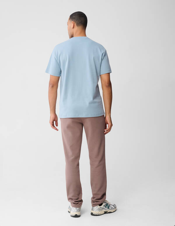 Structuur Badge T-shirt Lichtblauw SHOEBY MEN