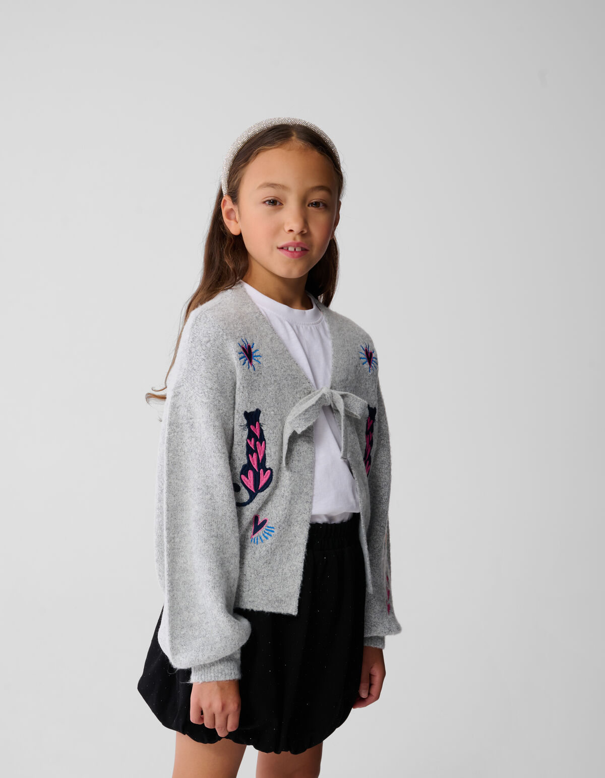 Embroidery Knit Vest Grijs SHOEBY GIRLS