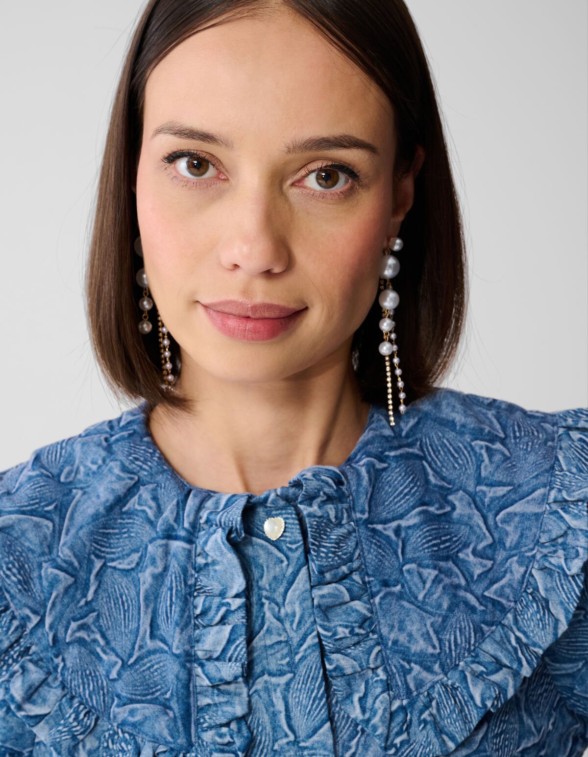 Big Collar Denim Blouse Blauw SHOEBY WOMEN
