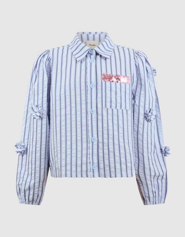 Pinstripe Flower Blouse Blauw SHOEBY GIRLS