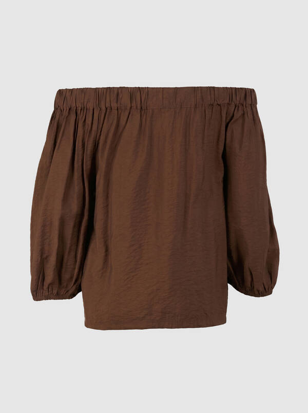 Off Shoulder Strik Blouse Donkerbruin SHOEBY WOMEN