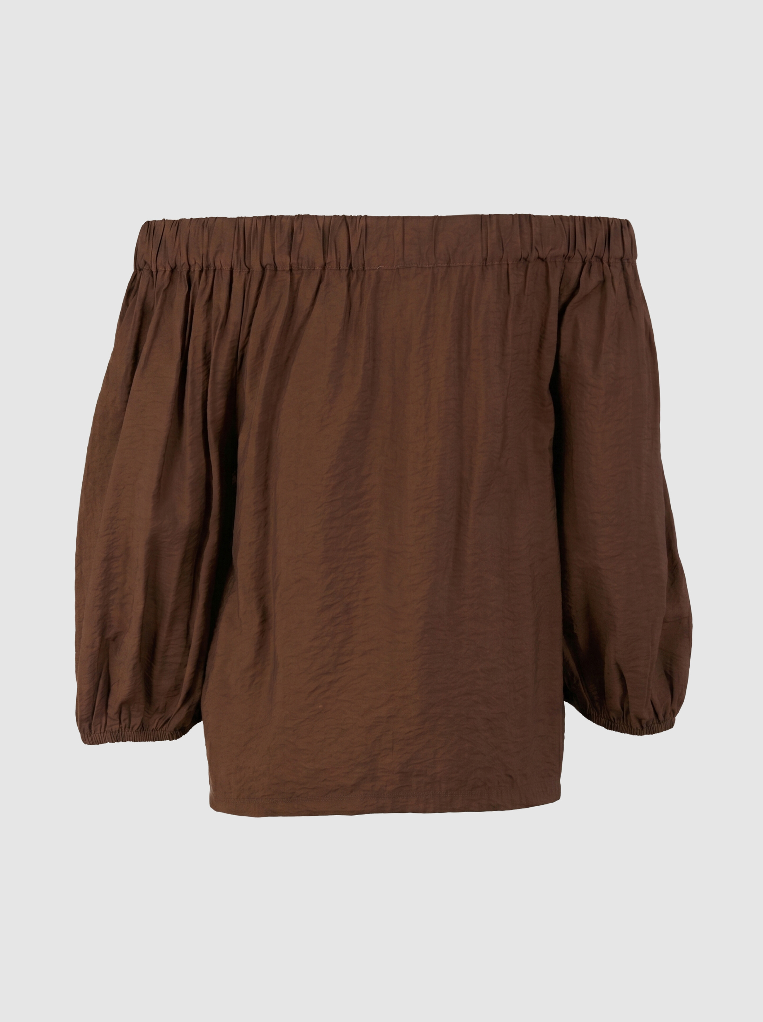 Off Shoulder Strik Blouse Donkerbruin SHOEBY WOMEN