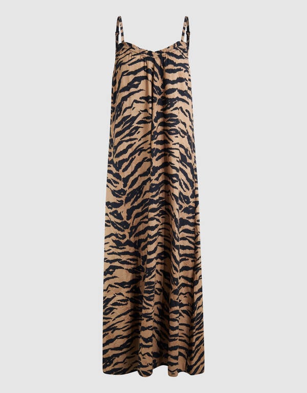 Tiger Maxi Jurk Bruin SHOEBY WOMEN