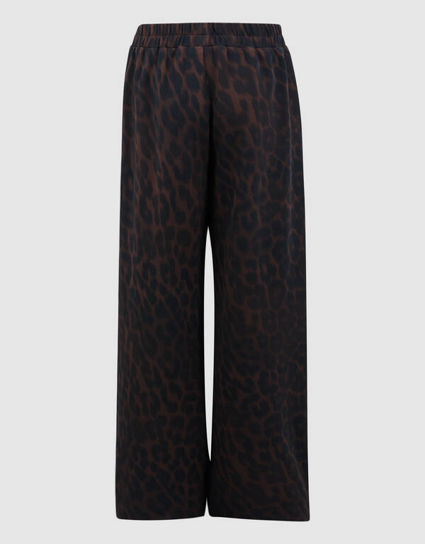 Leopard Stripe Wide Leg Fit Broek Donkerbruin SHOEBY GIRLS