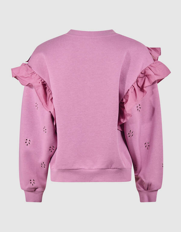 Ruffle Embroidery Sweater Roze SHOEBY GIRLS