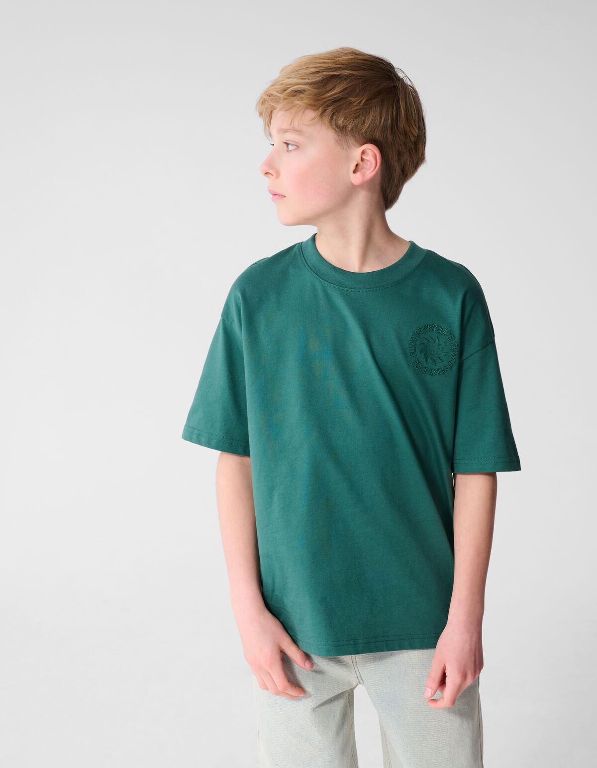 Embroidery Artwork T-shirt Donkergroen SHOEBY BOYS