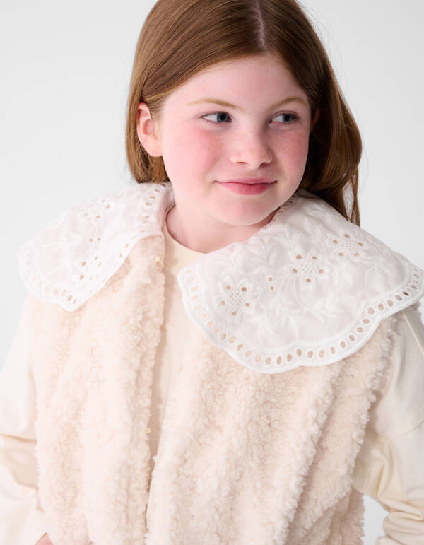 Teddy Mix Gilet Gebroken Wit SHOEBY GIRLS