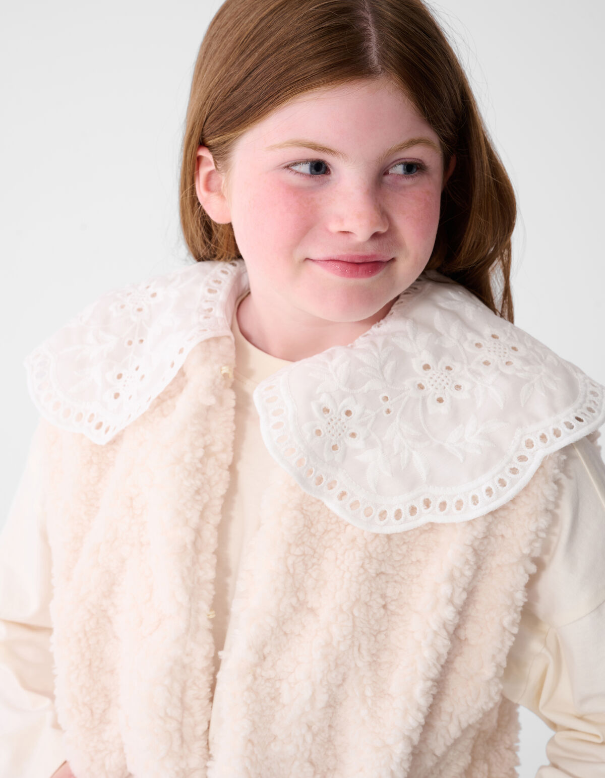 Teddy Mix Gilet Gebroken Wit SHOEBY GIRLS