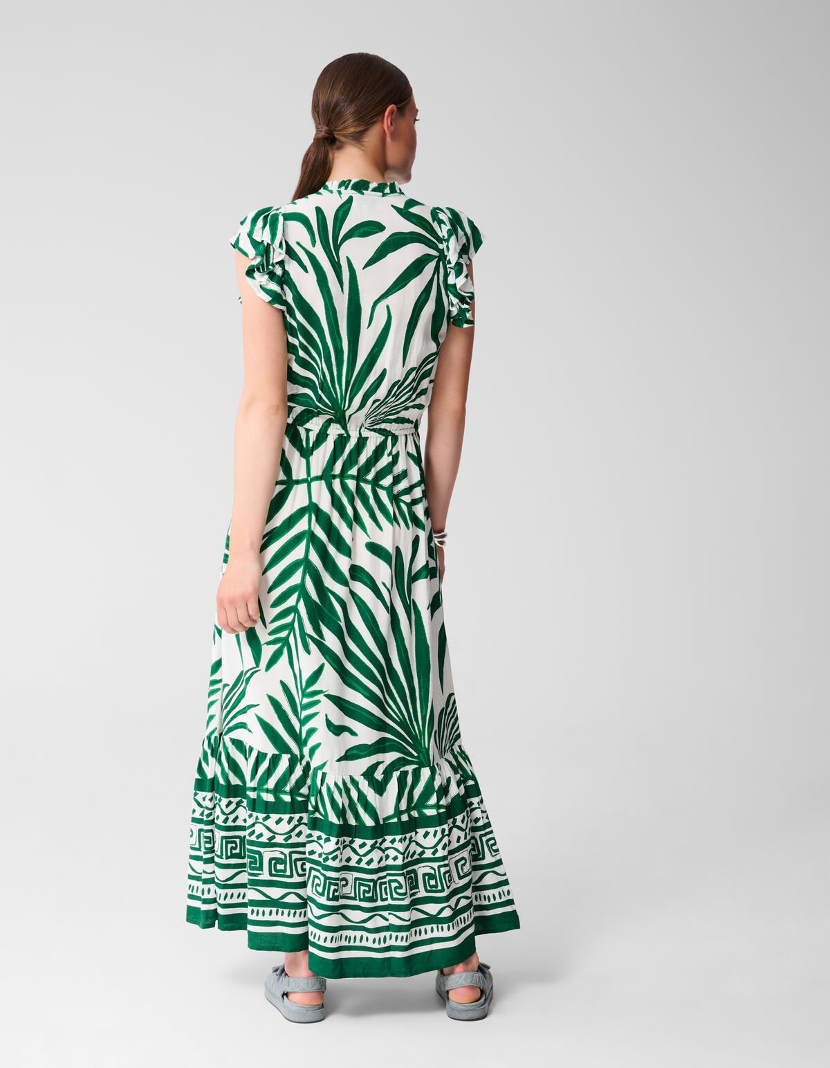 Printed Palm Maxi Jurk Groen SHOEBY WOMEN