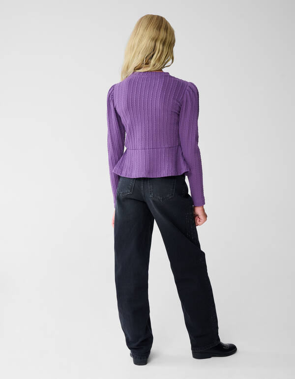 Peplum Kabel Top Paars SHOEBY GIRLS