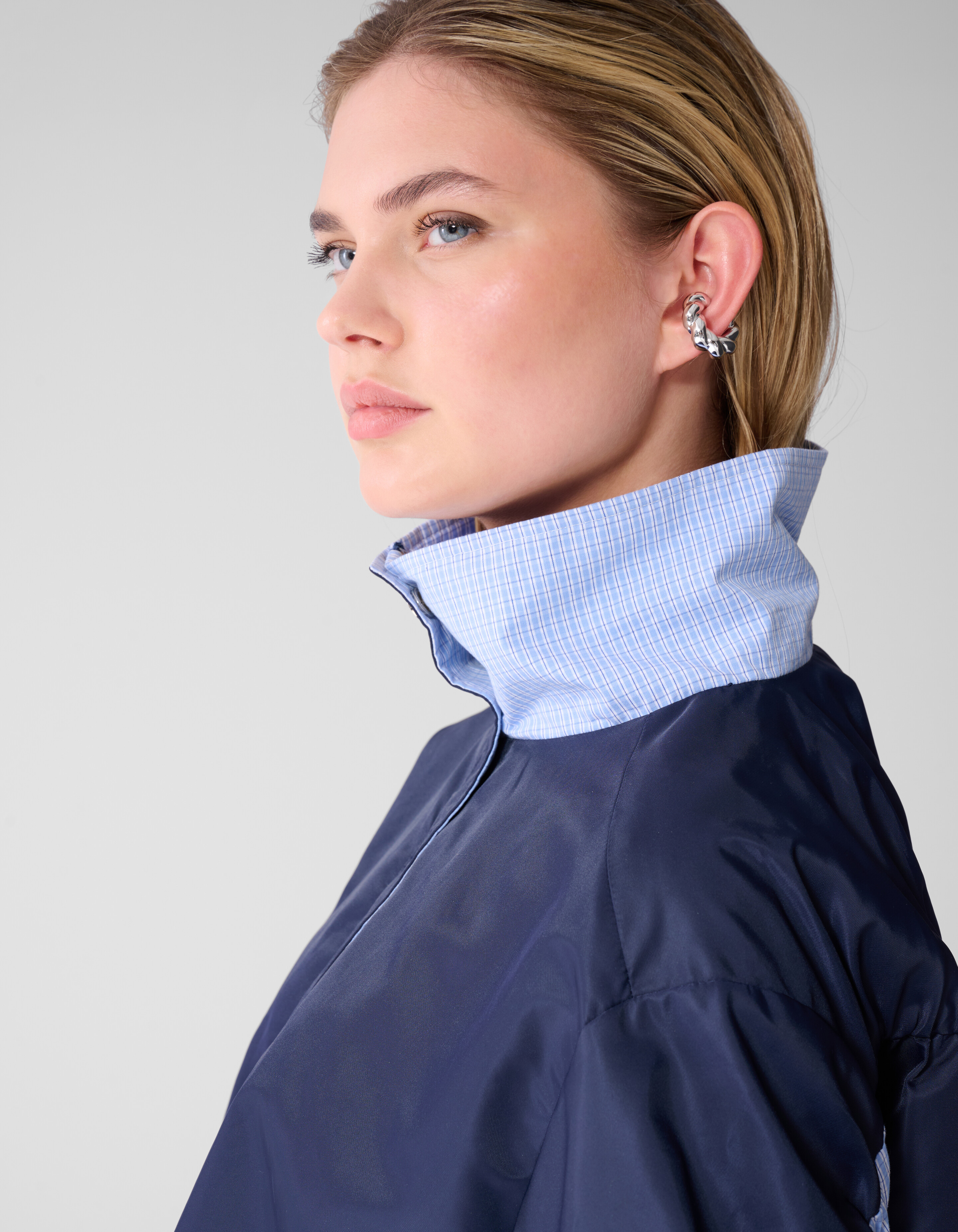 Check Satin Bomber Blauw SHOEBY WOMEN