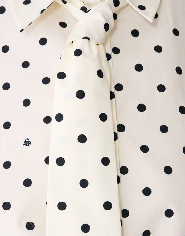 Polkadot Stropdas Blouse Zwart/Wit SHOEBY WOMEN