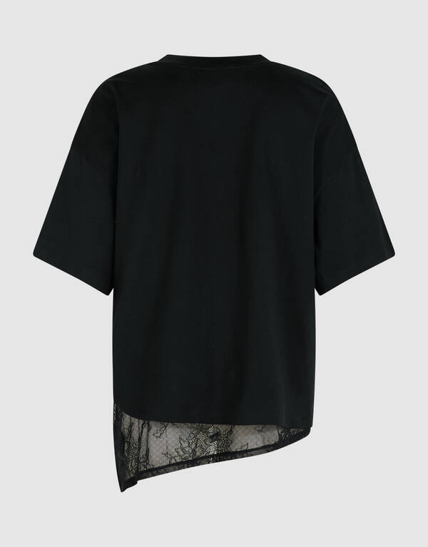 Lace Detail T-shirt Zwart SHOEBY WOMEN