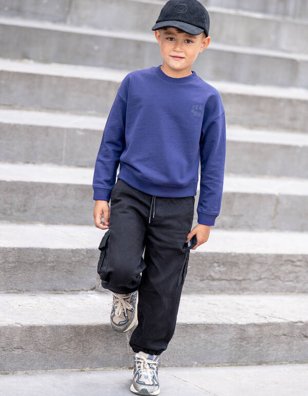 Loose Fit Cargo Broek Donkergrijs SHOEBY BOYS