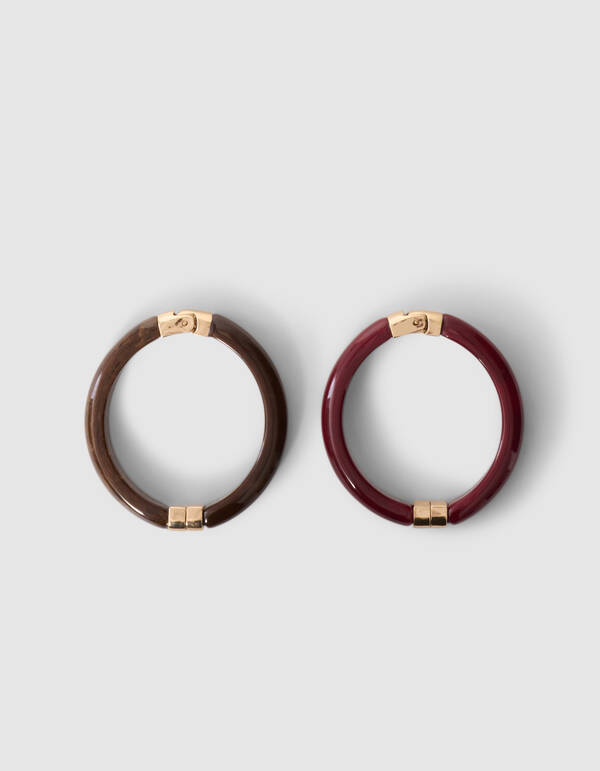 Marble Bangle Armbanden Set Bruin/Donkerrood SHOEBY ACCESSOIRES
