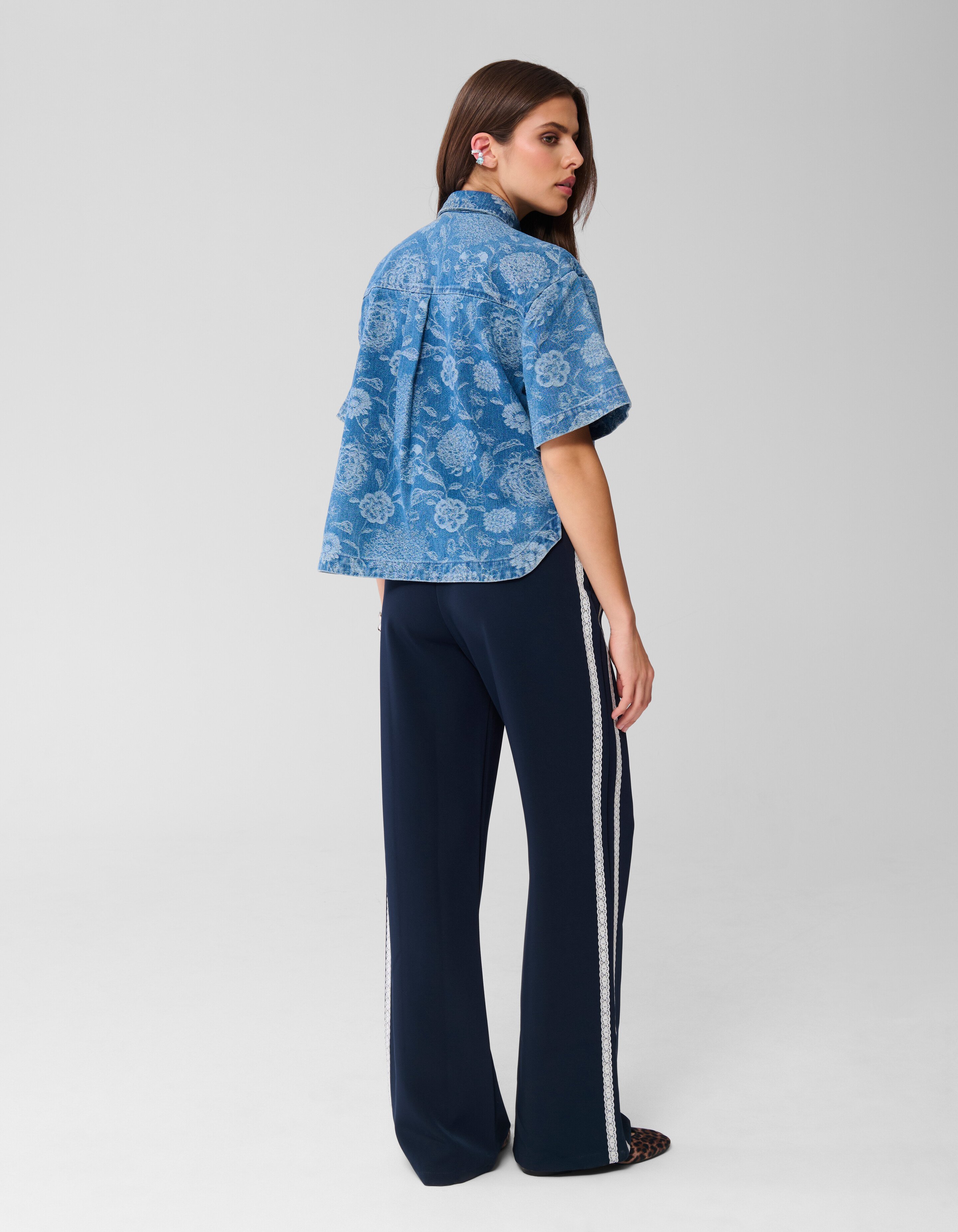 Sporty Wide Leg Broek Donkerblauw SHOEBY WOMEN