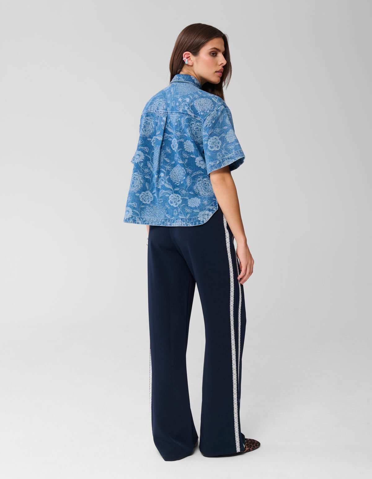 Sporty Wide Leg Broek Donkerblauw SHOEBY WOMEN