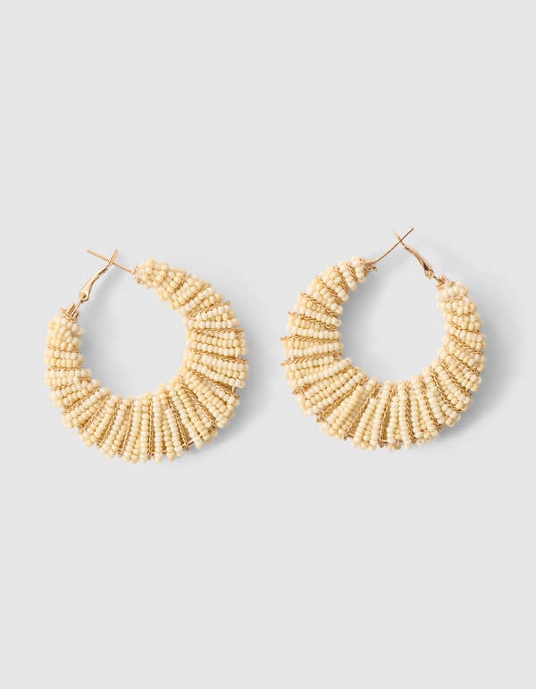 Beaded Hoop Oorbellen Lichtgeel SHOEBY ACCESSOIRES