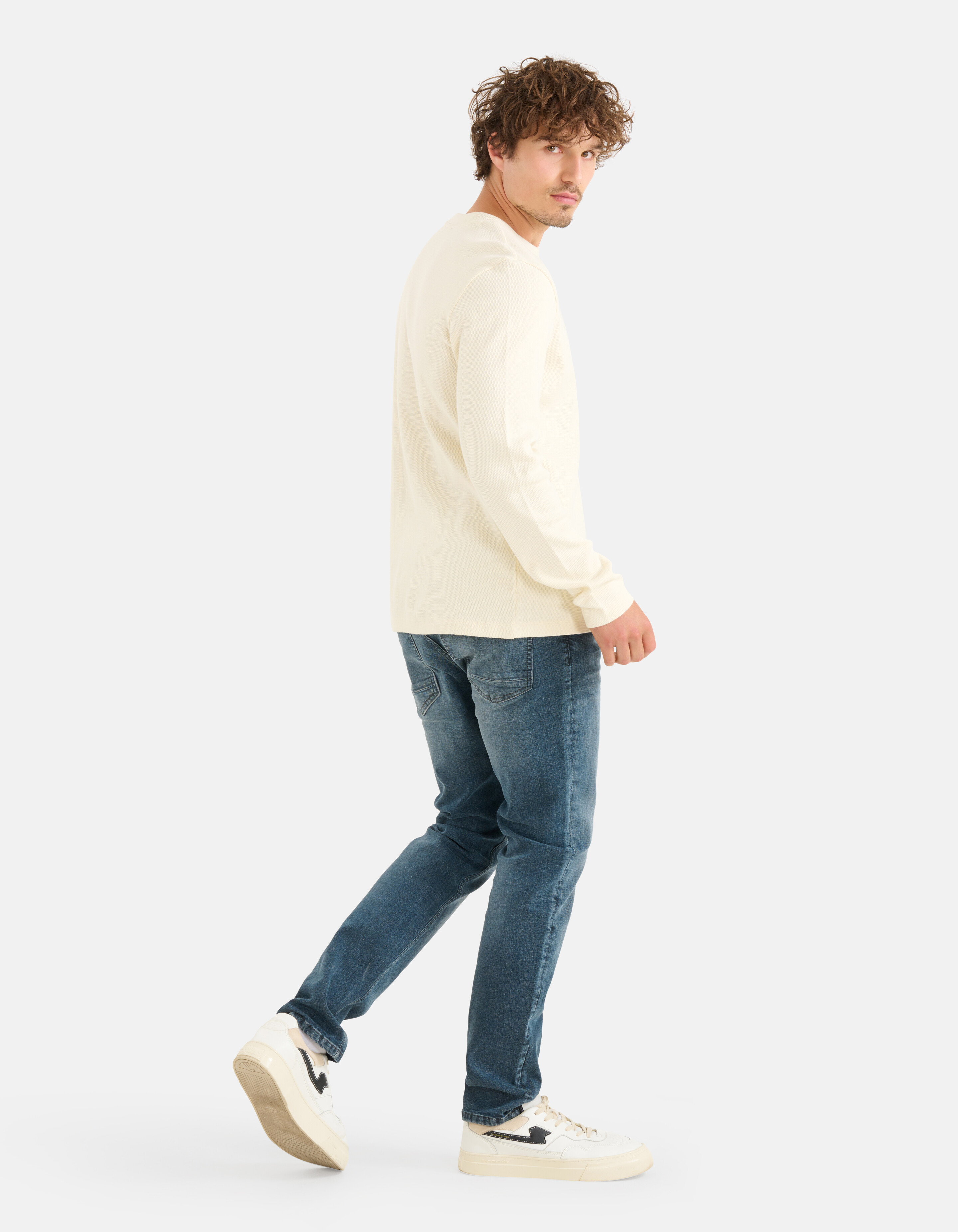 Structuur Longsleeve Gebroken Wit SHOEBY MEN
