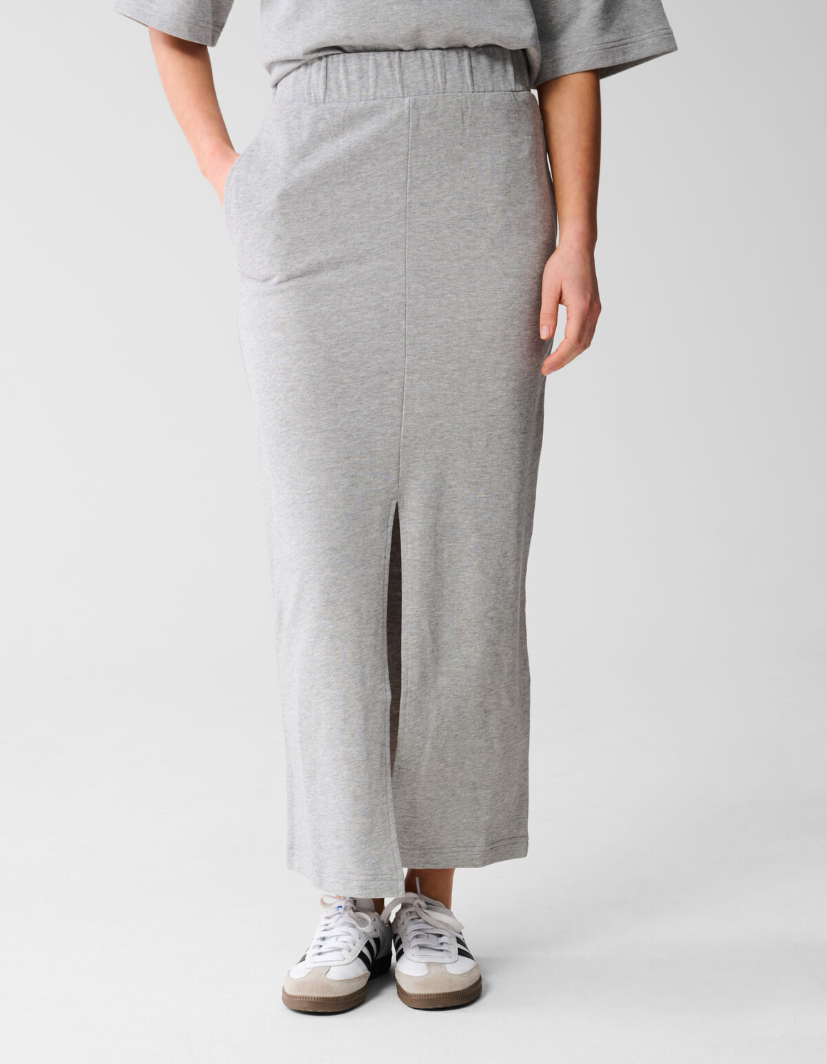 Maxi Sweat Rok Lichtgrijs SHOEBY WOMEN