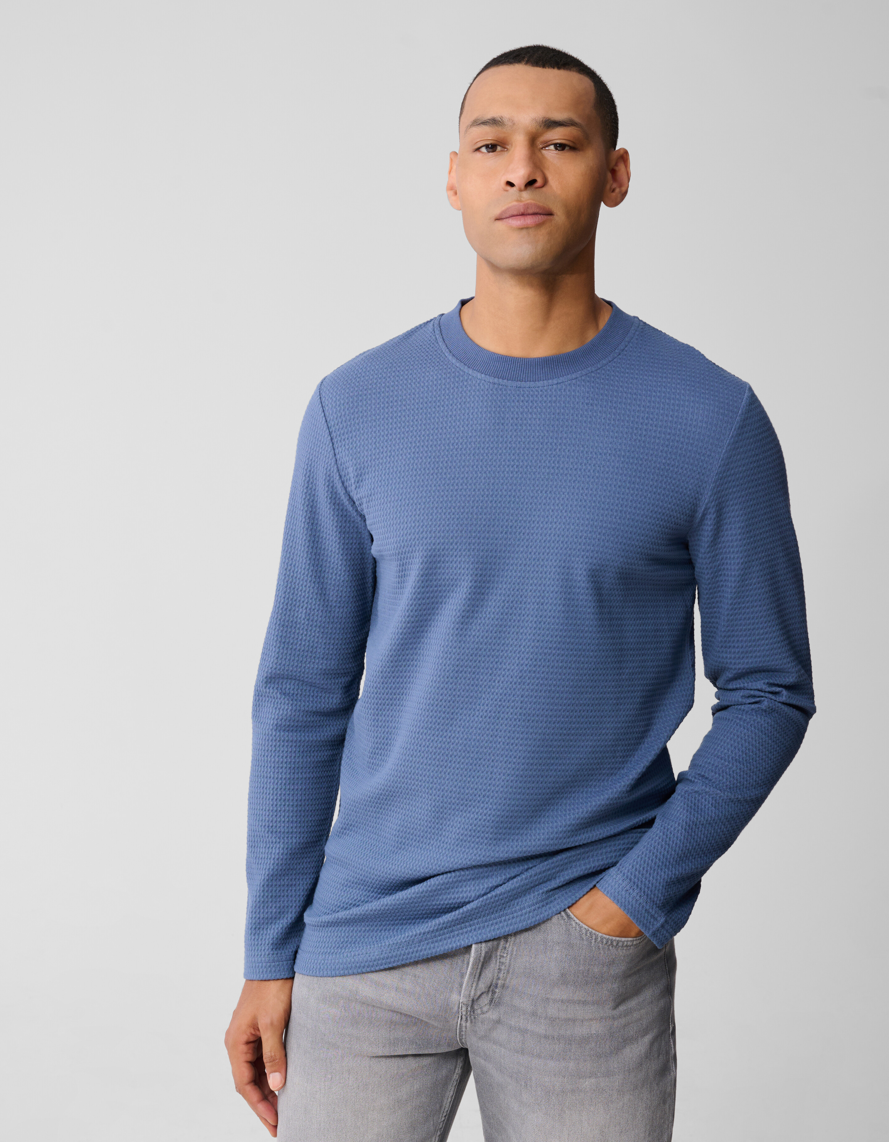 Structuur Longsleeve T-shirt Blauw SHOEBY MEN