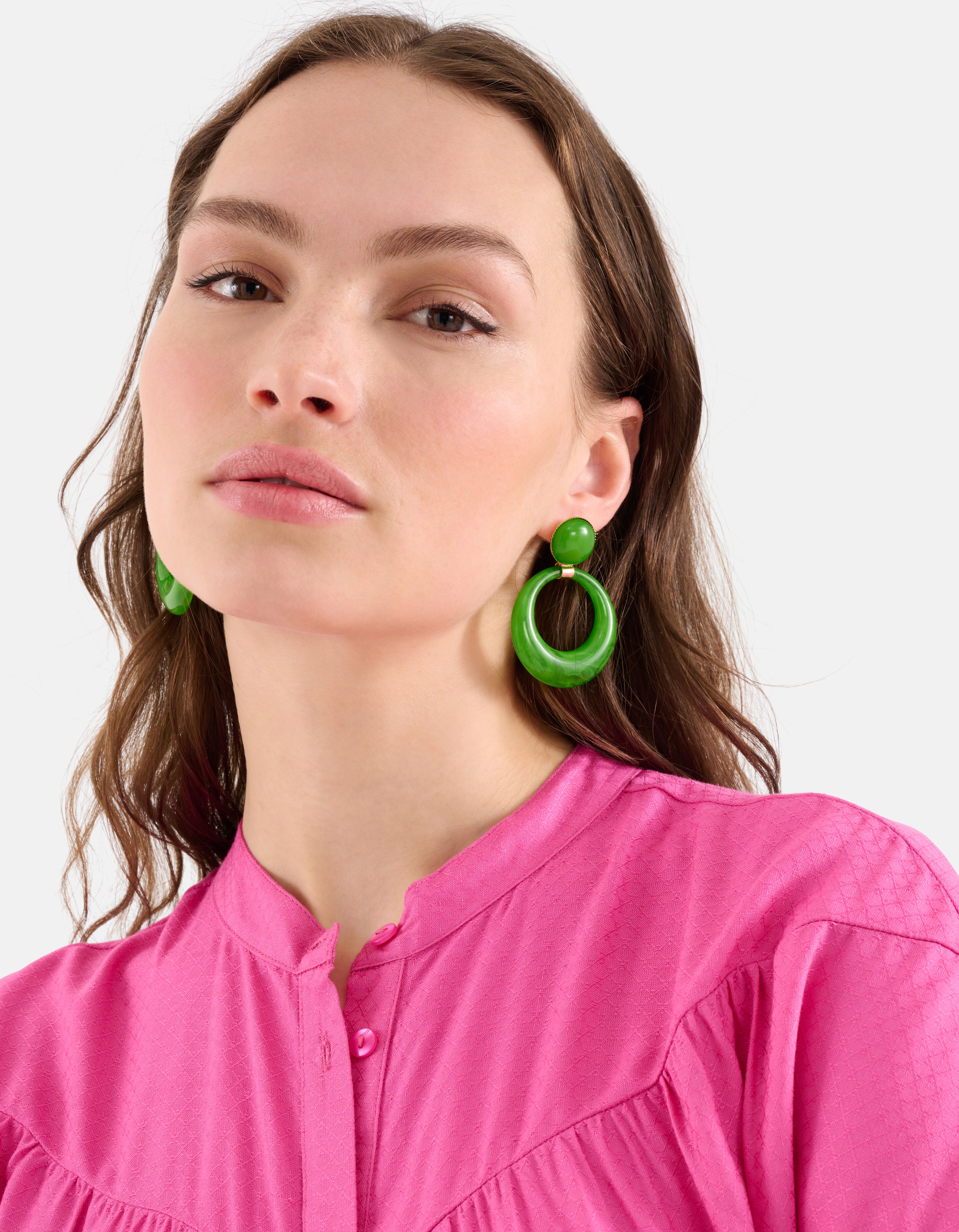 Ronde Oorbellen Groen SHOEBY ACCESSOIRES
