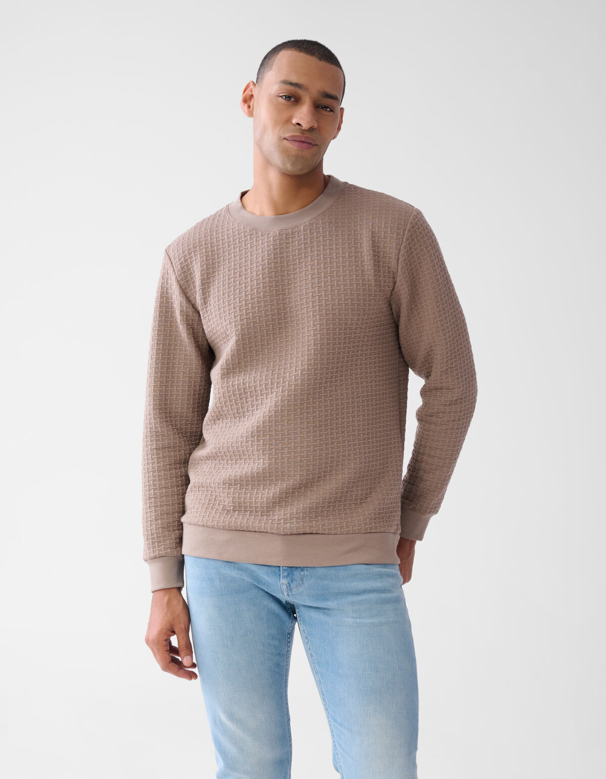 Structuur Sweater Lichtbruin SHOEBY MEN