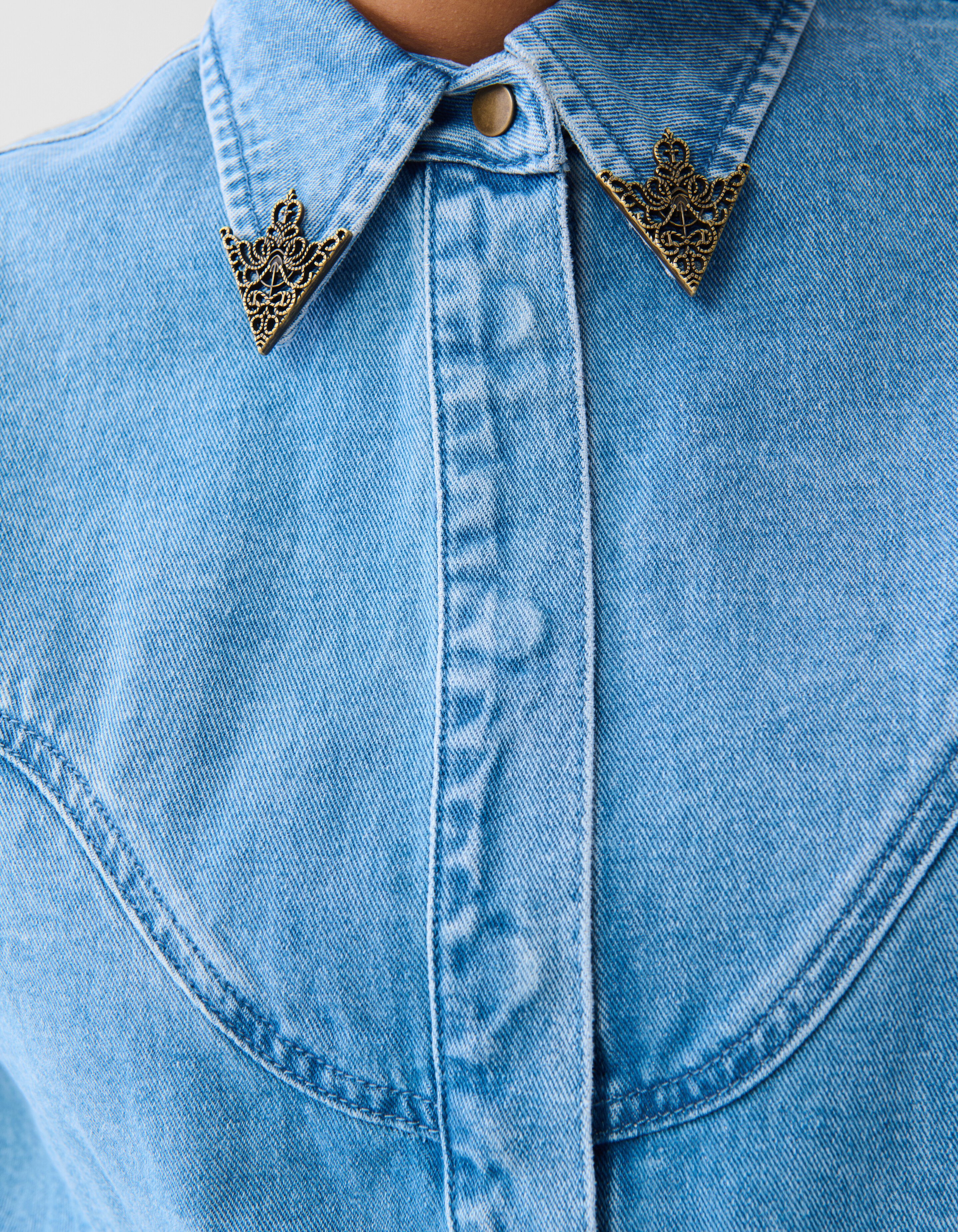 Oversized Denim Blouse Mediumstone By Fred SHOEBY WOMEN