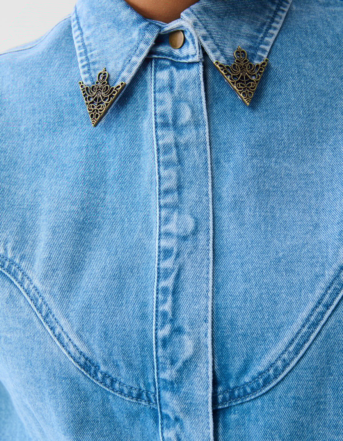 Oversized Denim Blouse Mediumstone By Fred SHOEBY WOMEN